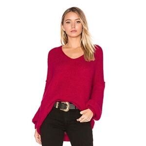 Free People All Mine Slouchy Alpaca Blend Sweater Raspberry Pink M Oversized